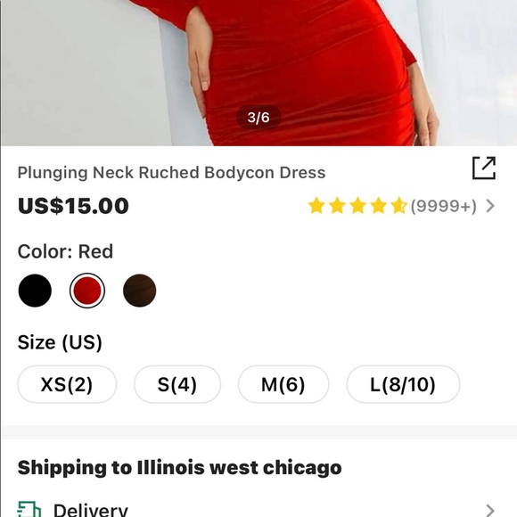 red shein dress, size: small, never worn - Picture 4 of 4